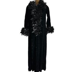 Vintage Jasper House Velvet Feather Jumpsuit – 1970s Glam Rock Disco – Size 10